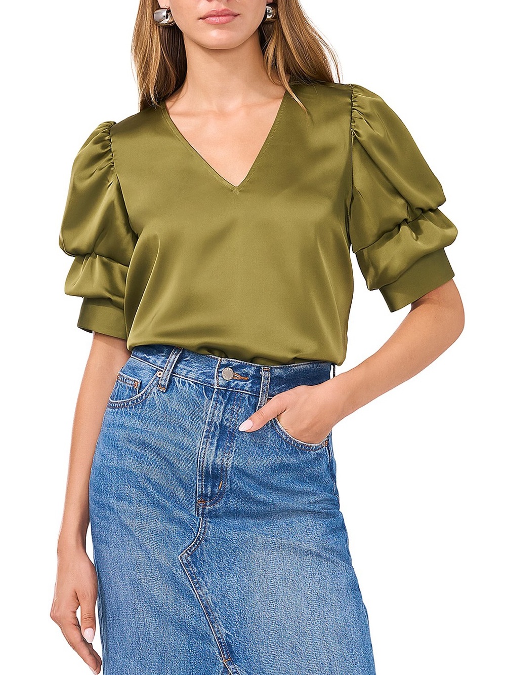 1 State tiered bubble sleeve blouse NWT size m